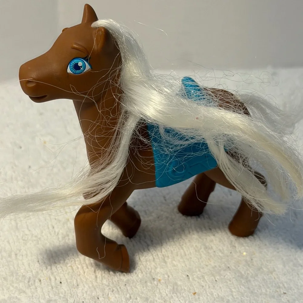 Mattel Dora the Explorer Brown Horse Figure Blue Saddle White Mane 2012 Y1989